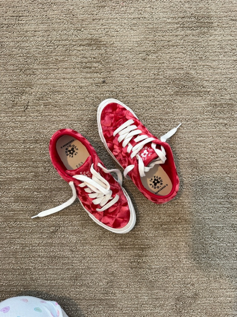 Golf Le Fleur Red Velvet Low-Top Sneakers with White Laces